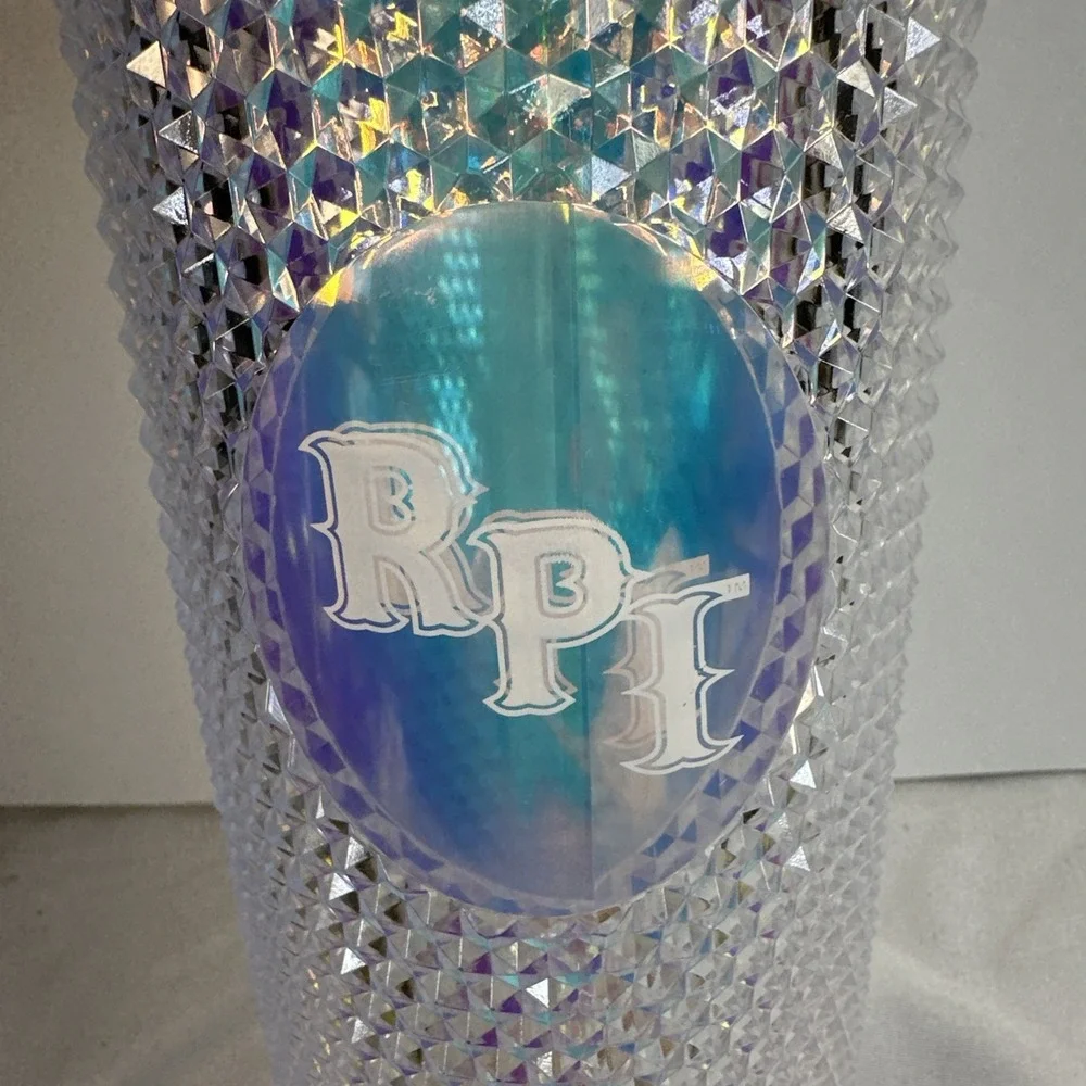 RPI Rensselaer Polytechnic Sparkly Silver Iridescent Bling  Tumbler 24 oz NWOT